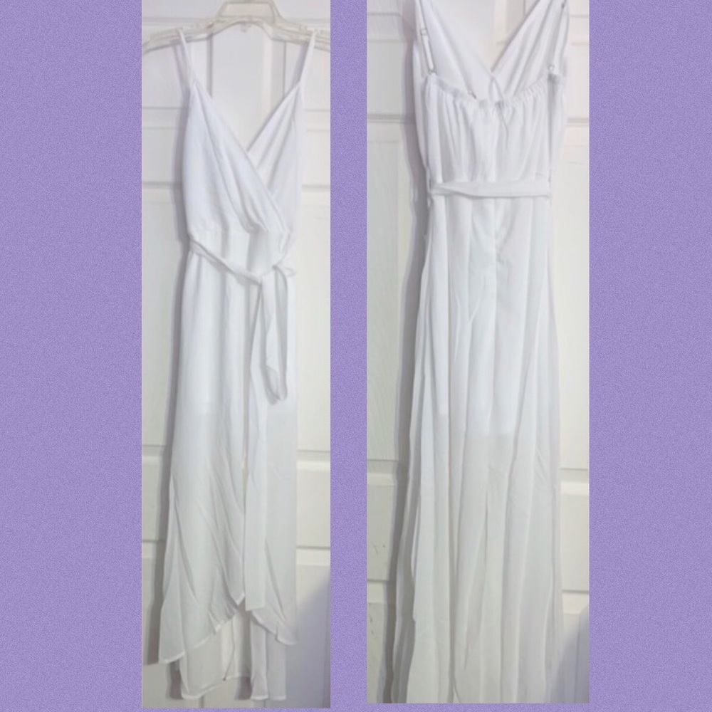 ❌DONATED❌White V-neck Surplice Adjustable Straps Maxi Shorts Romper - Picture 6 of 17